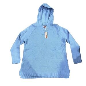 Evri Womens Plus Size Soft Ribbed Purple Lavender Hoodie Sweater 1X NEW Hooded